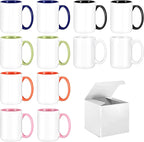 TANGLONG Sublimation Mugs 15 oz Set of 12 Sublimation Blank with Box Bulk Coffee Mugs Coffee Cups Tazas Para Sublimar 6 Assorted Colors