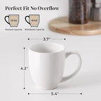 DOWAN Coffee Mugs, White Coffee Mugs Set of 6, 16 oz Ceramic Coffee Cups with Large Handles for Men Women, Porcelain Big Mug for Tea Latte, Mug Gifts for Home Office Party