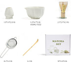 Matcha Whisk Set, Matcha Set Includes Ceramic Matcha Bowl, Bamboo Whisk, Scoop, Chasen Holder, Sifter, 5 Pcs Perfect Matcha Kit for Matcha Lover (Pearl White)
