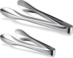 2 Pack Polished Stainless Steel Serving Tongs 9 and 12 Inch Metal Food Silver Tong for Buffet Salad BBQ Grilling Heavy Duty Kitchen Utensils for Cooking Catering Wedding Party
