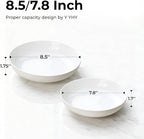 Y YHY 7.8'' Pasta Bowls for Small Portions, 22 Ounce Salad White Bowl Plates Set of 6, Porcelain Dishes for Serving Dinner - Dinnerware Sets Microwave Dishwasher Safe Thanksgiving Day Gift