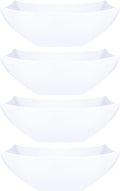 PLASTICPRO Disposable Square Serving Bowls, Party Snack or Salad Bowl, Plastic Clear or White Pack of 4 (16 OUNCE, White)