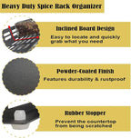 4 Tier Countertop Spice Rack Organizer for Kitchen Cabinet Pantry or Wall Mount, Matte Black (Jars Not Included)