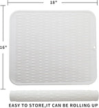 MicoYang Silicone Dish Drying Mat for Multiple Usage,Easy clean,Eco-friendly,Heat-resistant Silicone Mat for Kitchen Counter or Sink,Refrigerator or Drawer Liner White XL 18 inches x 16 inches