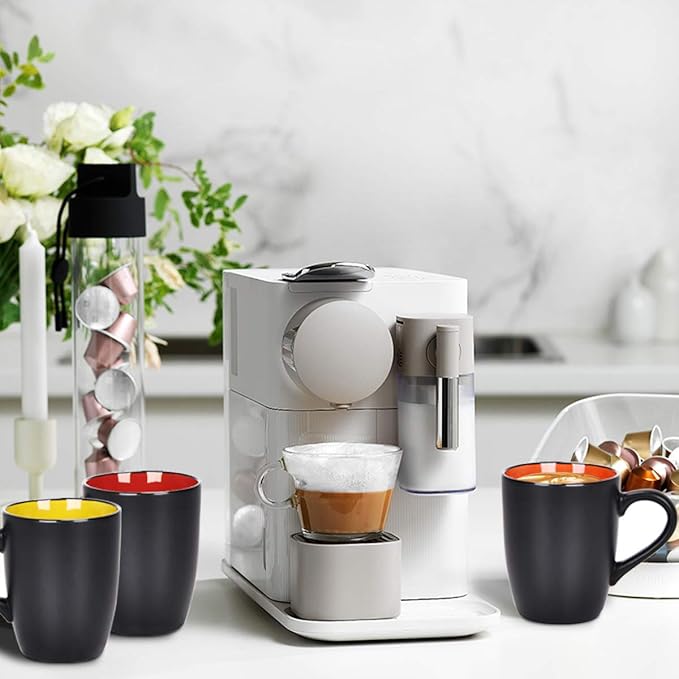 Lifecapido Set of 6 Modern Black Ceramic Coffee Mugs, 16 Ounce Capacity, Perfect for Home Use