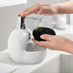 RQYIXI Soap Dispenser with Sponge Holder Ceramic Hand and Dish Soap Dispenser 25oz for Kitchen Bathroom