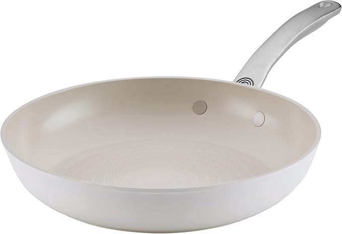 Circulon Halo with LaserDefense Ceramic Nonstick Frying Pan, Compatible with All Stovetops, Made without PFAS, Dishwasher and Oven Safe, 10 Inch Skillet - Pearl White
