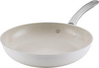 Circulon Halo with LaserDefense Ceramic Nonstick Frying Pan, Compatible with All Stovetops, Made without PFAS, Dishwasher and Oven Safe, 10 Inch Skillet - Pearl White