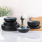 AmorArc Ceramic Dinnerware Sets,Handmade Reactive Glaze Stoneware Plates and Bowls Sets,Highly Scratch Resistant | Dishwasher & Microwave Safe Dishes Set,Service for 4 (12pc)