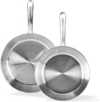 T-Fal Gourmet 11" & 12" Stainless Steel Pan Set, Induction Compatible, Dishwasher Safe, Oven Safe to 500°F, Skillet Set, Frying Pans, Silver