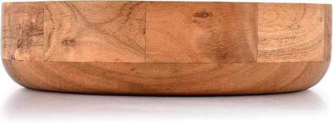 Kaizen Casa Wooden Round Shaped Serving Bowl for Fruit,Dessert Platter Tray Dish Kitchen Dining Fruit,Dessert,Snack