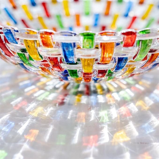 MAGCOLOR Hand Painted Colorful Woven Glass Crystal Salad & Fruit Bowl Decoration,Centerpiece For Home,Office,Wedding Decor, Fruit, Snack, Dessert, Server