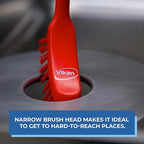 Vikan - Fine Dish Brush - Heavy-Duty, Narrow, Slip-Resistant Cleaning Brush, Polypropylene, Polyester Bristle, 11 Inch, Yellow, (42876)