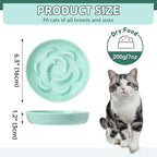 Cat Slow Feeder Bowl Set - 2 Pcs Ceramic Cat Food Plates for Slow Eating - Double Cat Dish for Dry Wet Food - Slow Feeding Cat Bowls Whisker Friendly - Microwave and Dishwasher Safe - Blue and Green