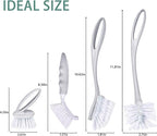 Dish & Bottle Brush Set, 4-Piece Kitchen Cleaning Brushes, Gray, Plastic Handles, Medium Bristles (Nylon or Polyester)