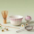 Matcha Whisk Set, Matcha Kit 5 Pcs, Daisy Matcha Bowl and Whisk Set with Sifter, Holder & Scoop，Japanese Ceremony Matcha Tea Making Tools, Complete Starter Set for Beginners, Purple