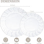 Lullaby 60PCS Clear Scalloped Plastic Plates, Disposable Elegant Party Plates Include 30pcs Dinner Plate 10.25", 30pcs Plastic Dessert Plate 7.5", Perfect for Wedding and Party