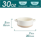 vancasso Sabine French Onion Soup Bowls with Handles, 30 Oz Large Soup Bowls for Cereal, Pasta,Stew, Oven Safe Soup Sowls, Soup Crocks Set of 4, Cream Beige
