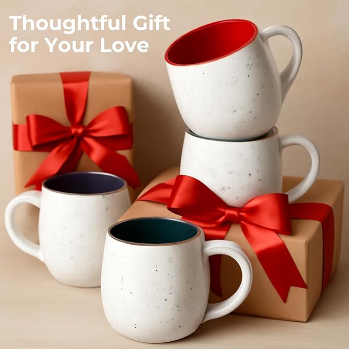 LIFVER 20 Ounces Coffee Mugs Set of 4, Large Ceramic Coffee Mugs with Handles for Coffee Tea Hot Cocoa, Espresso Cups Gifts for him her, Jumbo Soup Mugs Set of 4