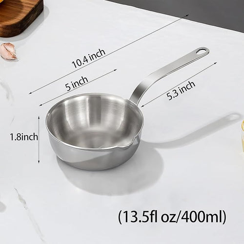 18/10stainless steel butter warmer, 13.5 fl oz(400 ml) coffee/milk warmer, mini saucepan, egg pan, chocolate melter,ideal for seafood butter warmers suitable for induction and gas stoves