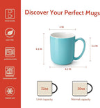 Sweese Porcelain Coffee Mugs Set of 6, 20oz Large Coffee Mugs Porcelain with Big Handle, Assorted Colors Oversized Cups for Latte, Cocoa, Tea, Festival Gift, Microwave Safe