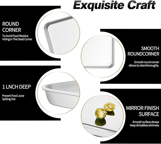 Premium Stainless Steel Baking Sheets, 2-Piece Set, Durable & Healthy Baking Trays, Ideal for Cookies, Roasting, Grilling in Oven(2 Pack, 20X14Inch)