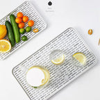 2 Pack Serving Tray & Dish Rack & Flat Drain Board, Multi-Use Tray for Serving, Fruit Drain, Cup Drain, White & Grey, Perfect for Coffee Table, Kitchen, Outdoors (8.85W x 15.35L)