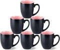 GBhome 16oz Coffee Mugs Set of 6, Large Ceramic Coffee Mugs for Man, Woman, Dad, Mom, Modern Coffee Mugs Set with handle for Tea/Latte/Cappuccino/Milk/Cocoa. Dishwasher&Microwave Safe,Pink
