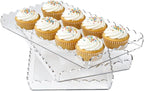 3 Pack Acrylic Serving Trays for Party, 12.9 x 7.1 Inch Scalloped Clear Serving Platter for Food Coffee Tea Snack, Catering Dessert Tray for Cupcake Fruit Party Table Decor (Tray-Clear)