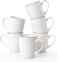 famiware Coffee Mugs Sets for 6, 12 oz Mug Set, Coffee Cups with Handle for Coffee, Tea, Cocoa and Milk, Microwave and Dishwasher Safe, White Circle
