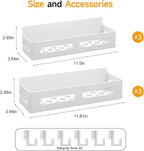 6 Pack Strong Magnetic Spice Rack for Refrigerator, Multipurpose Magnetic Shelf for Fridge with 4 Hooks for kitchen and Bathroom Organization, White