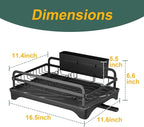 LIYI Dish Drying Rack and Sink Organiser,Removable Drainer Tray,Adjustable Spout,Easy Assembly Kitchen Drying Rack,Black