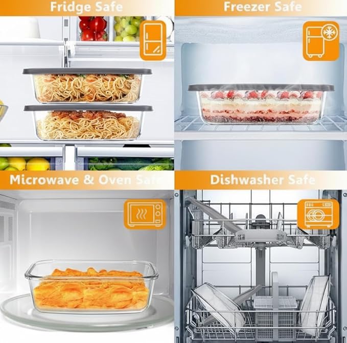 Glass Loaf Pans for Baking Bread with Lids - 1.9 Qt Glass Loaf Pan | Oven, Dishwasher, Fridge, Freezer & Microwave Safe, Bread Pan Suit for Lasagna, Meatloaf, Banana - 2Pcs