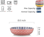 Selamica Ceramic 50 Ounce Pasta Bowls Set of 4, 8.6 Inch Large Salad Bowls, Wide and Shallow Porcelain Soup Bowls, Stackable Serving Bowls, Microwave Dishwasher Safe, Assorted Colors