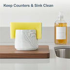 ONEMORE Ceramic Sponge Holder for Kitchen Sink, Dish Sponge Holder with Drain, Kitchen Sink Organizer for Sponge and Soap, Cute Ceramic Sink Holder, In Sink Sponge Storage for Kitchen Counter, Marble