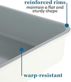 Sur La Table Kitchen Essentials Bake Sale 9 Inch PFOA, PFAS, PTFE Free Nonstick Rectangular Cake Pan - Linen White
