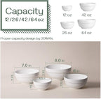 DOWAN Serving Bowls, 64/42/22/12 Oz Serving Dishes for Entertaining, Soft White Porcelain Nesting Bowls Set, Microwave & Dishwasher Safe, Versatile Prep Bowls for Fruit Salad Pasta Dessert Cereal