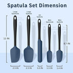 Coukre Silicone Spatula Set of 5,High Temperature Resistant, Food Grade Silicone, Dishwasher Safe, for Baking, Cooking (Dark Blue Black)