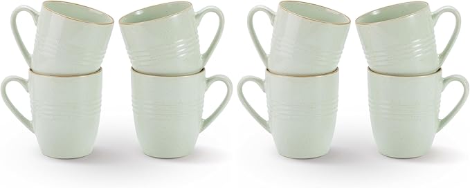famiware Jupiter Coffee Mugs Set of 4, 14 OZ Coffee Mug, Microwave and Dishwasher Safe, Coffee Cups with Handle for Coffee, Tea, Cocoa, Milk, Light Green (Pack of 2)