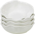 Perlette Cream Beaded All-Purpose Bowls – Set of 4, 7.5" x 2", 22 oz Elegant Melamine, Shatterproof & Heavyweight, Scratch-Resistant, Dishwasher Safe – Perfect for Soups, Salads, Cereal & Entertaining