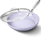 KOCH SYSTEME CS Frying Pan with Lid, 10 Inch Frying Pan with Nonstick Ceramic Coating, Nonstick Fry Pans with Lid, Oven Safe Skillet, Induction Compatible, Purple