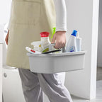 JiatuA Large Cleaning Supplies Caddy Portable Shower Basket Supply Organizer with Handle Plastic Bucket Tool Storage for Bathroom, Bedroom, Kitchen, College Dorm, Garden, Light Gray 2 Pack