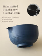 6-pcs Japanese Matcha Whisk Set, Handmade Ceramic Matcha Set with Bowl(Chawan),Bamboo Whisk(Chasen) and Holder, Scoop, Sifter & Tea Towel,Matcha Kit for Ceremony (Cobalt Blue)