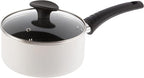 BELLA Cookware Set, 12 Piece Pots and Pans with Utensils, Nonstick PFOA Free Scratch Resistant Cooking Surface Compatible with All Stoves, Nylon and Aluminum, Cream