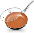 KOCH SYSTEME CS Little Skillet with Lid - 8" Copper Nonstick Frying Pan for Oven & Stove, Small Skillet with Ceramic Coating, Aluminum Nonstick Pan, 100% PFOA Free, All Stove Tops Compatible
