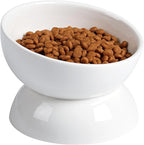 ABRUTY Cat Water Bowl, 16 OZ Ceramic Elevated Cat Bowls, 15° Tilted and Raised Pet Food Dish, Anti Vomiting Protect Pets' Spines and Whisker Fatigue