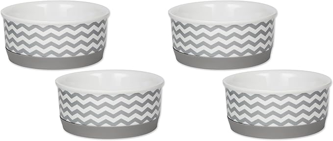 Bone Dry Ceramic Pet Collection Chevron, Small Set, 4.25x2, Gray, 2 Piece (Pack of 2)