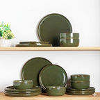 AmorArc Stoneware Dinnerware Sets,Round Reactive Glaze Ceramic Plates and Bowls Set,Highly Scrath Resistant | Dishwasher & Microwave Safe Dishes,Service for 6 (18pc)