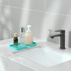 MicoYang Silicone Bathroom Soap Dishes with Drain Spout-Bathroom and Kitchen Sink Organizer,Sponge Holder,Dish Soap Tray,Perfect for Dispenser,Scrubber,Bottle,Cup on Sink or Counter-Mint 9.6"×5.3"