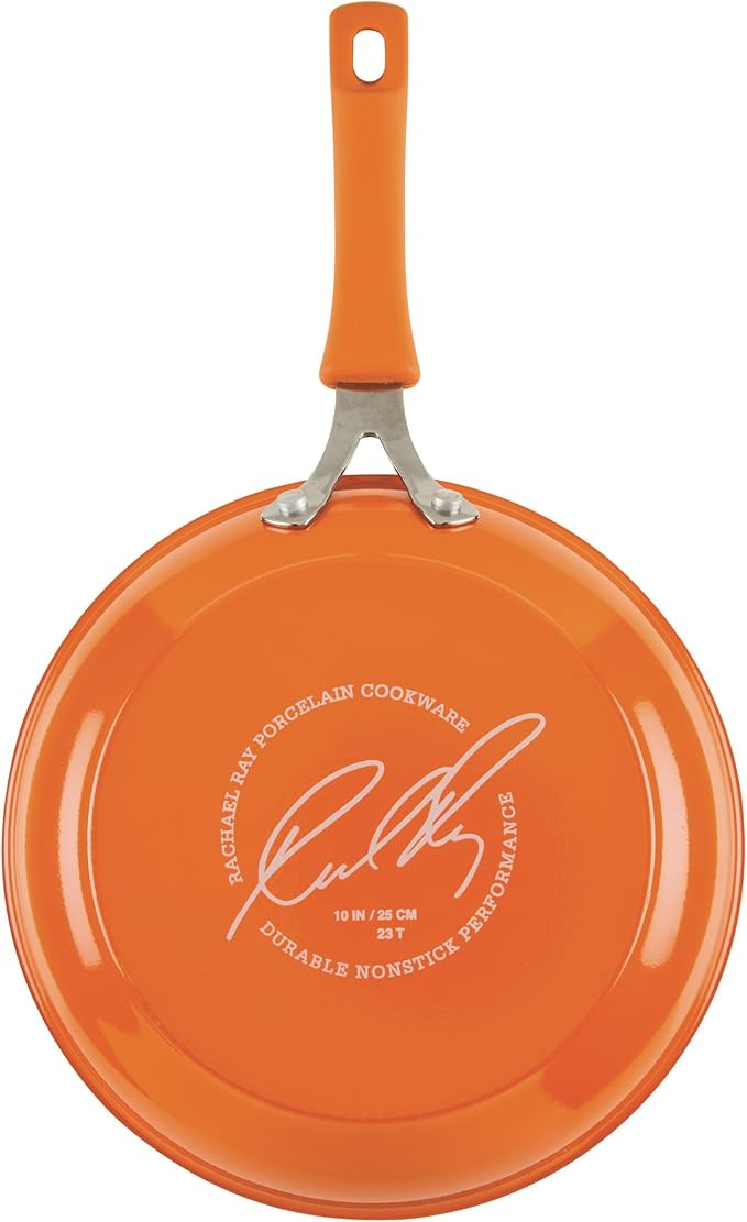 Rachael Ray Cook + Create Nonstick Cookware Frying Pan/Skillet, Fry Pan, 10 Inch - Orange